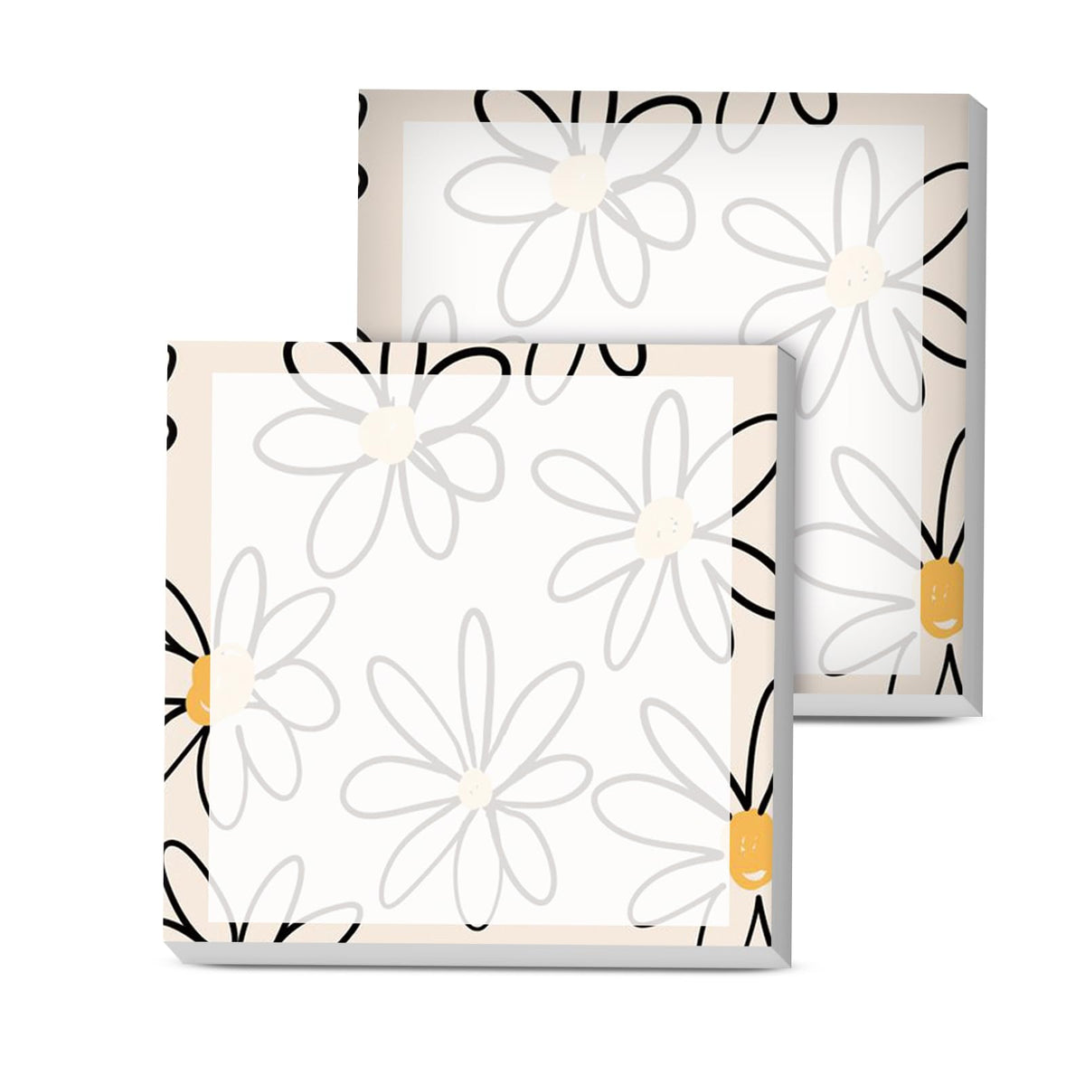 Sticky Notes, 2 Pads, 3x3 inches, Cute Colorful Fun Self-Stick Note Pads, Easy Post, Strong Adhesive Notepad Simple Daisy Flowers