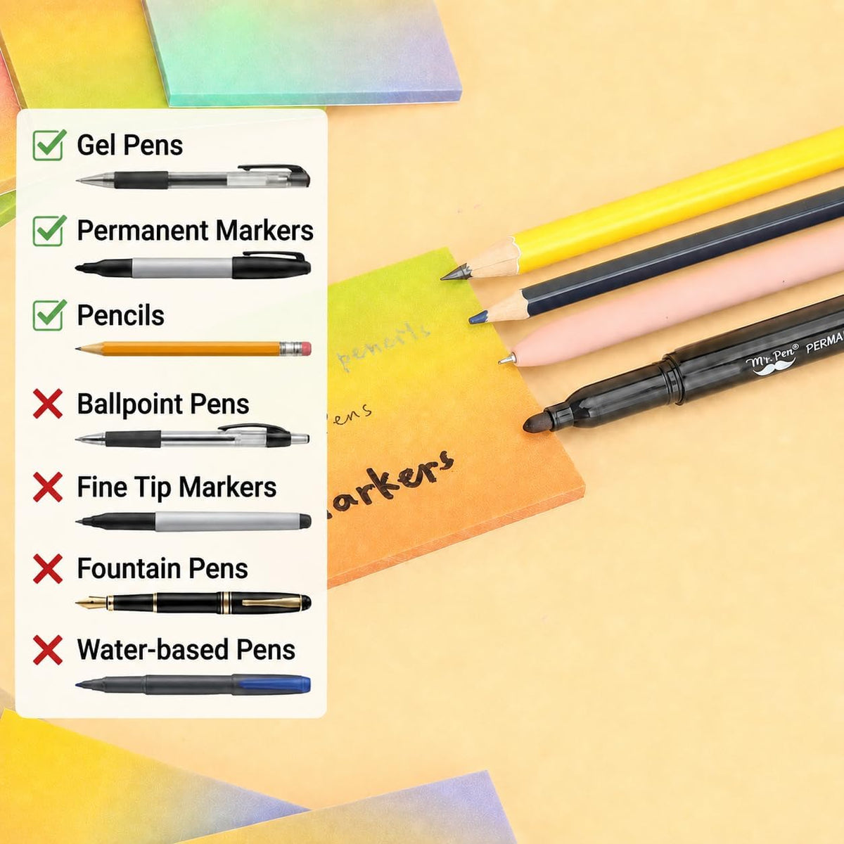 Mr. Pen- Transparent Glitter Sticky Notes, 3”x3”, 12 Pads, 600 Sheets