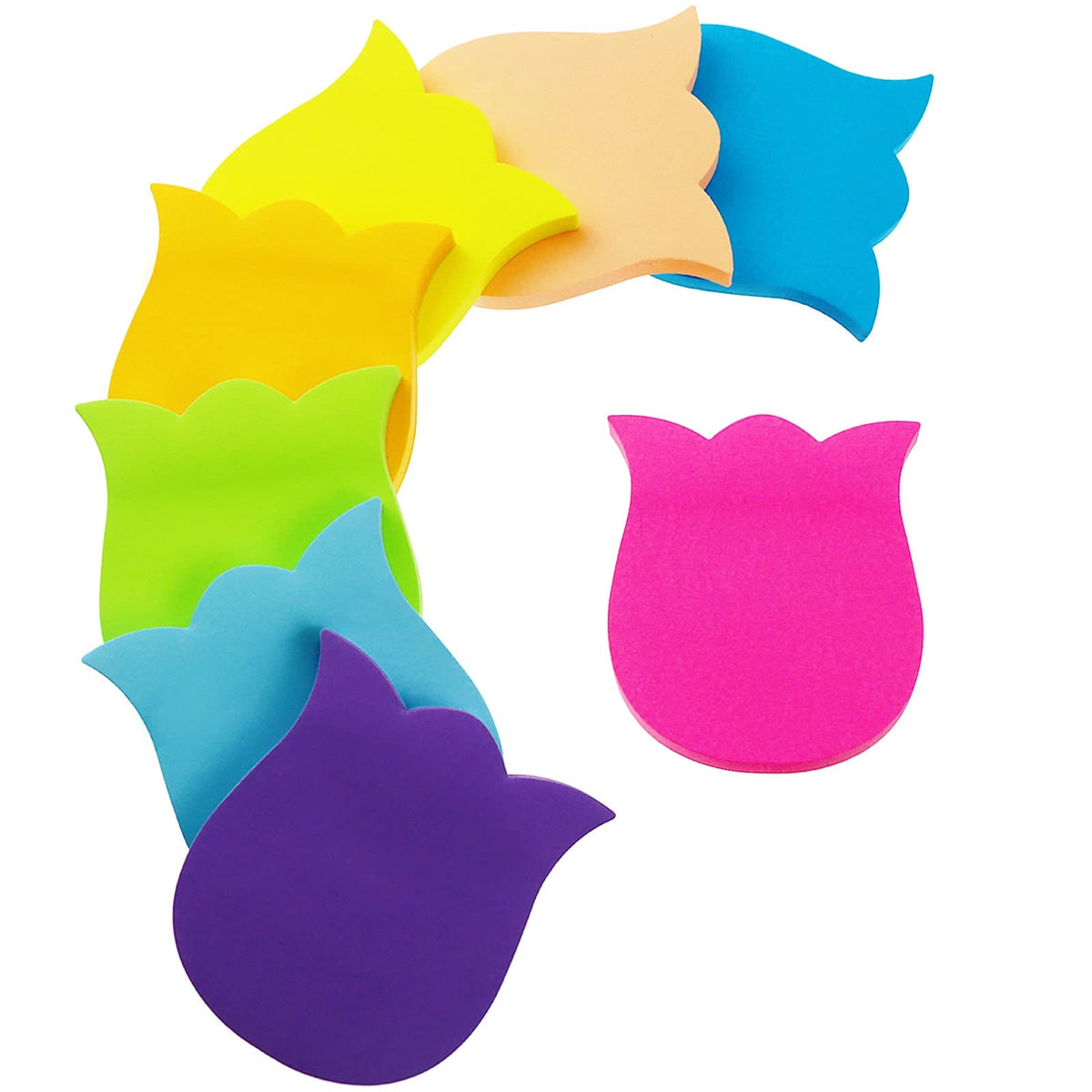 Sticky Notes, 560 Sheets 3 × 3 Inches Tulip Shape Self Sticky Notes Pad, Colour Sticky Notes, Bright Colors Self-Stick Pads for Home Office Notebook(8 Color)