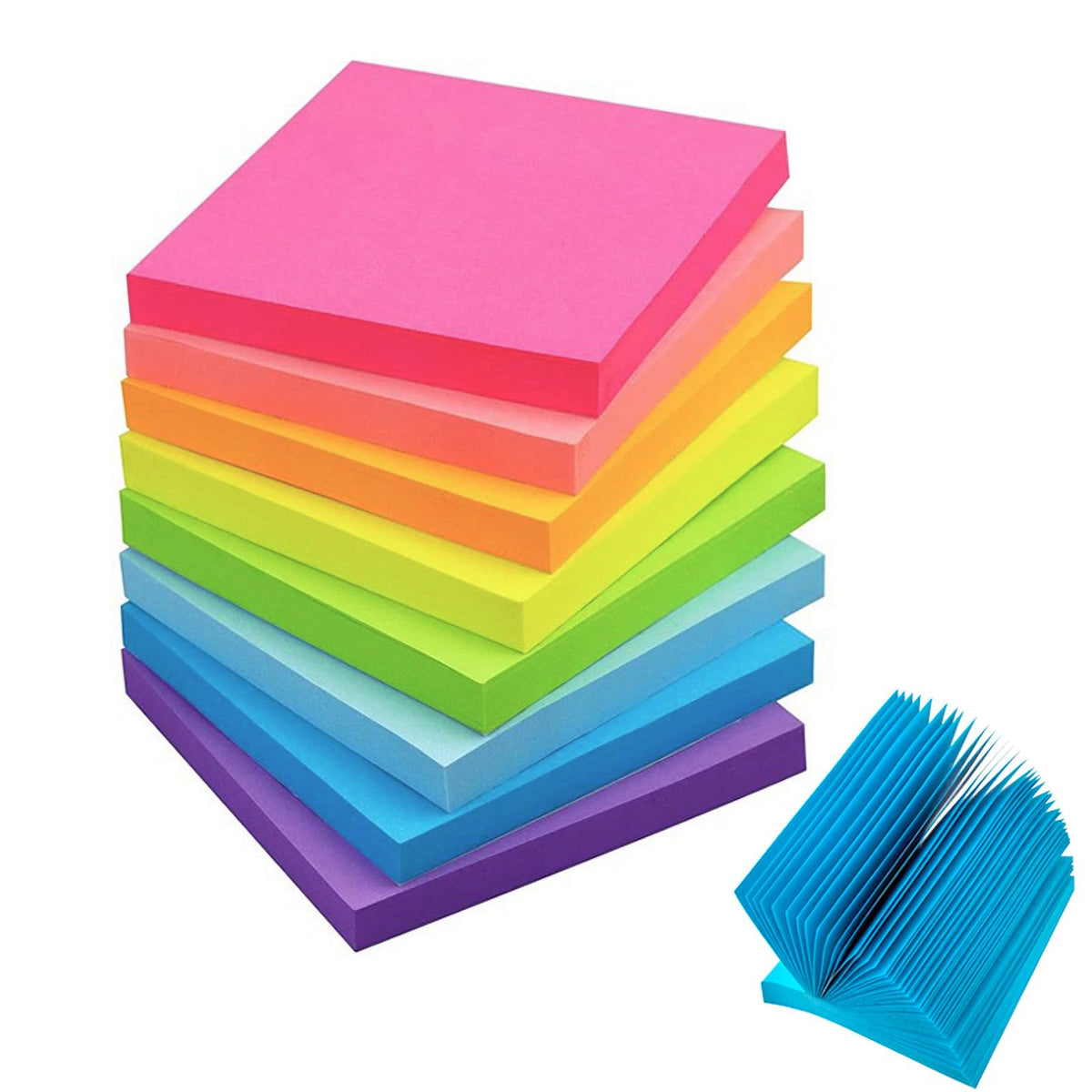Heart Shaped Sticky Notes 3x3 in, 8 Color Bright Colorful Pads