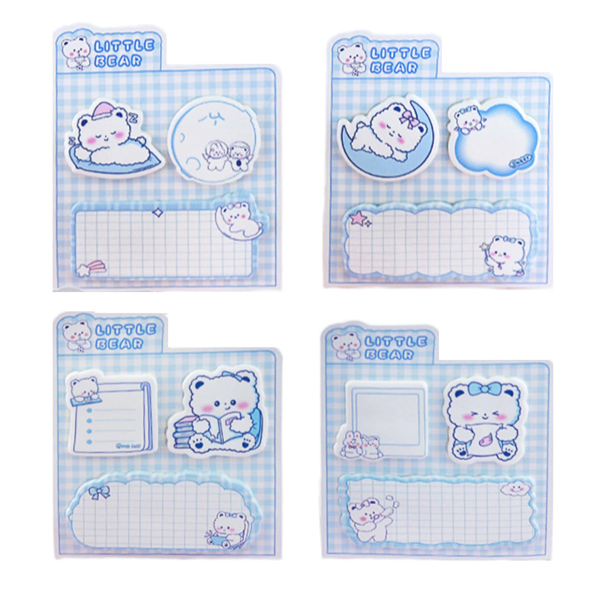 4 Pack Cute Sticky Notes Cartoon Animal Sticky Memo Pads Kawaii Small Self-Stick Memo Note Pad Office School Supplies (Cartoon-1)