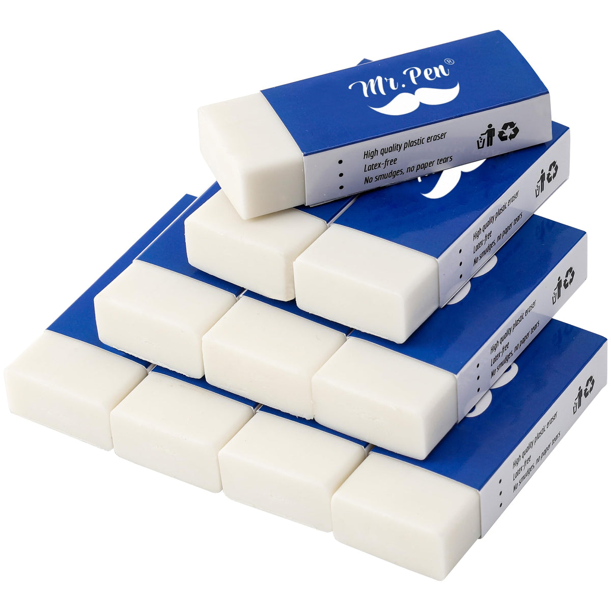 Mr. Pen- Pencil Eraser, 10 Pack, Pastel Colors