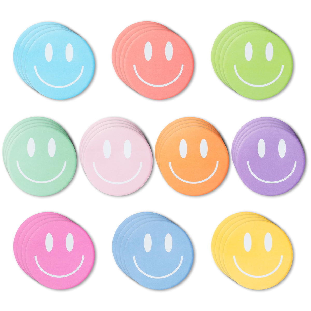AgincBerry Boho Smile Face Sticky Notes - 30PCS Back to School Colorful Preppy Self-Stick Notes Mini Happy Smile Face Memo Pad Creative Shaped Notepad Writing Sticky Note Office Home Gift Tab Supplies