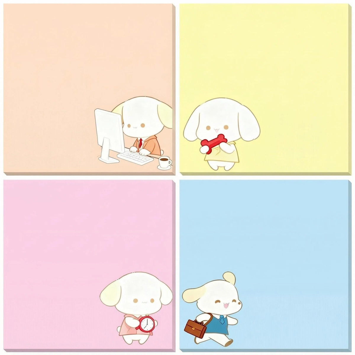 Cute Kawaii Bunny Sticky Notes 3x3 Inch 4 Pads 80 Sheets Memo Pads