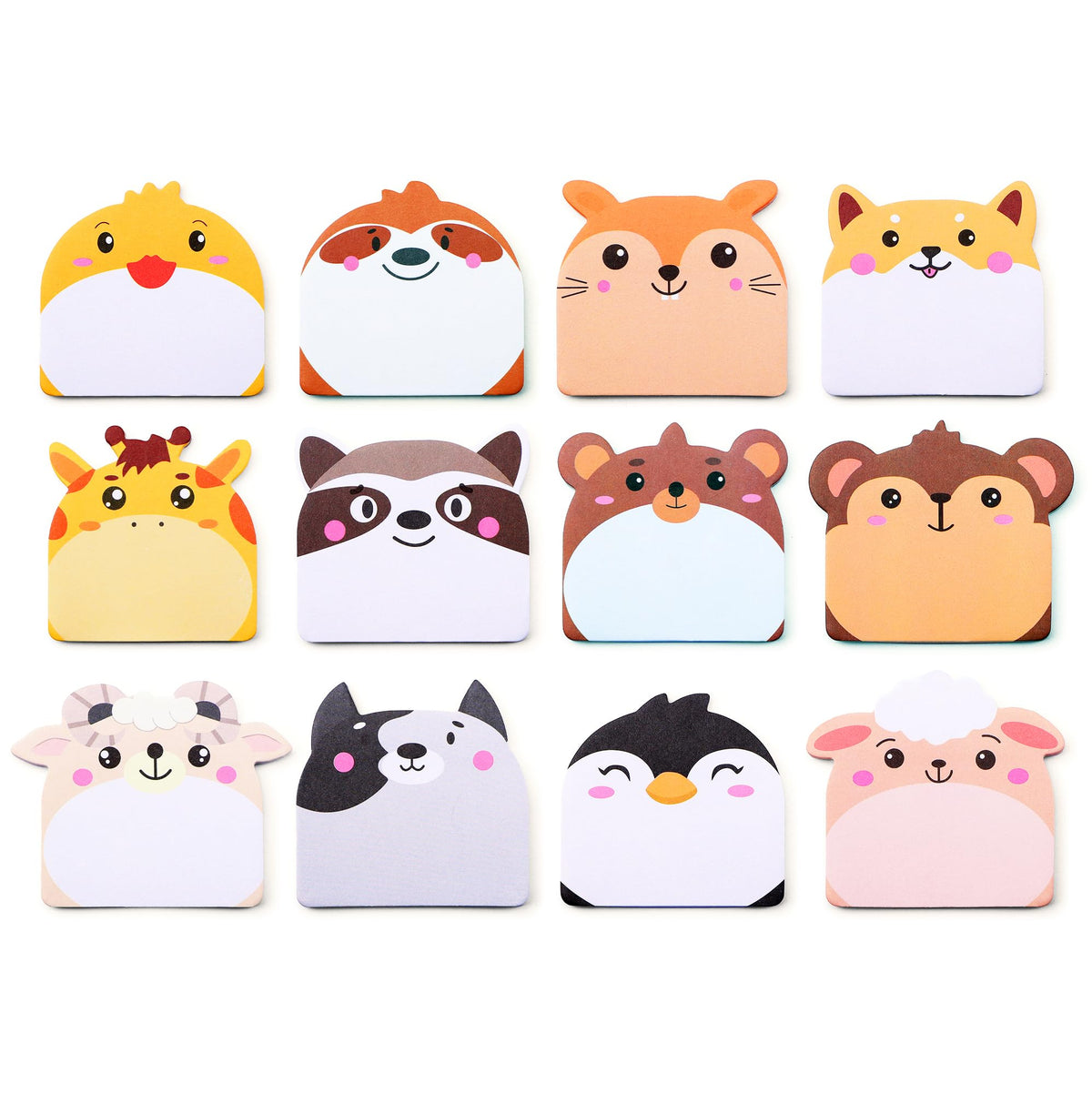12 Pads Cute Sticky Notes - Kawaii Kitty Animal Note Pads Bulk, Fun Feline Cartoon Self-Adhesive Memo Tabs & Page Markers, Unique Stationery Gift for Veterinary Office, School & Party Supplies