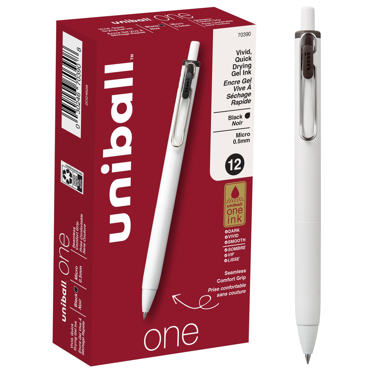 uniball™ one Gel Pens, Medium Point (0.7mm), Assorted Ink, 5 Pack