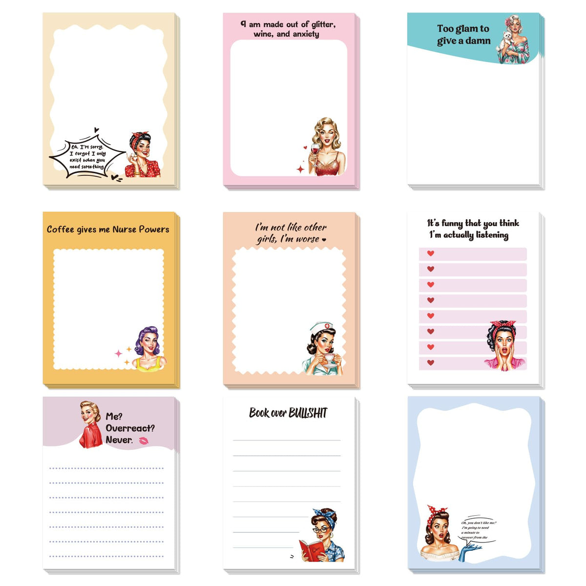 9 Pcs Cute Capybara Sticky Notes, Funny Capybara Self-Adhesive Notes for Women Man, Colorful Positive Sticky NotePads for Teacher Students Office Worker Animal Lovers Gift