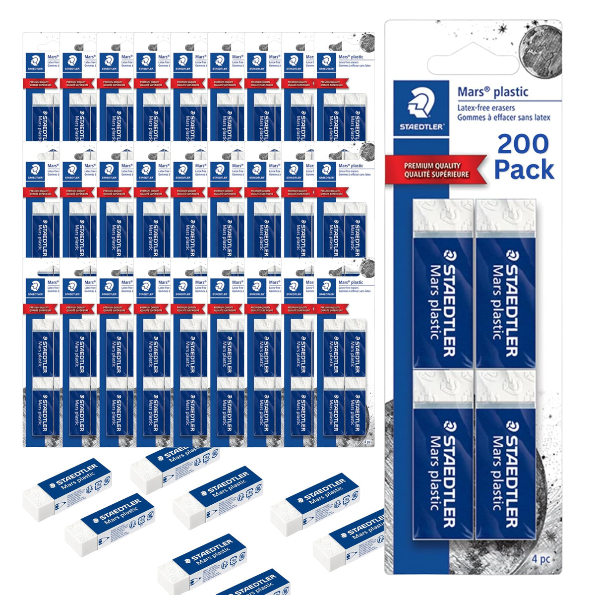STAEDTLER Mars Plastic Vinyl Erasers (2-Pack), White Erasers for Clean & Precise Results - Latex-Free, Minimal Crumbling, Made in Germany
