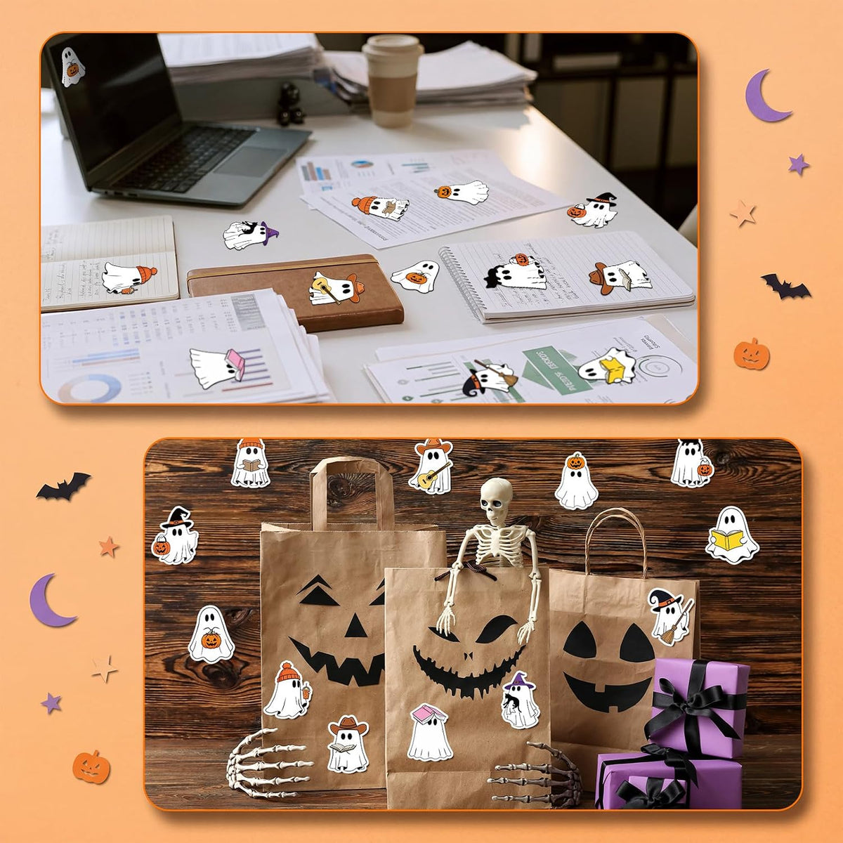 Eaasty 24 Pads Halloween Sticky Notes, 12 Ghost Designs, 720 Sheets