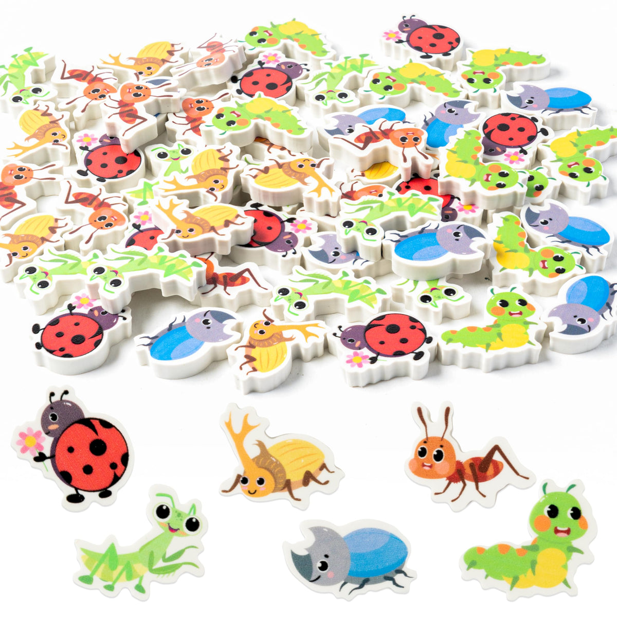 ANGOLIO 60Pcs Cute Cat Erasers Back to School Gifts for Kids Animal Pencil Top Erasers Mini Kawaii Cartoon 3D Desk Pet for Classroom Activities Rewards Game Prizes Birthday Party Supplies, 6 Styles