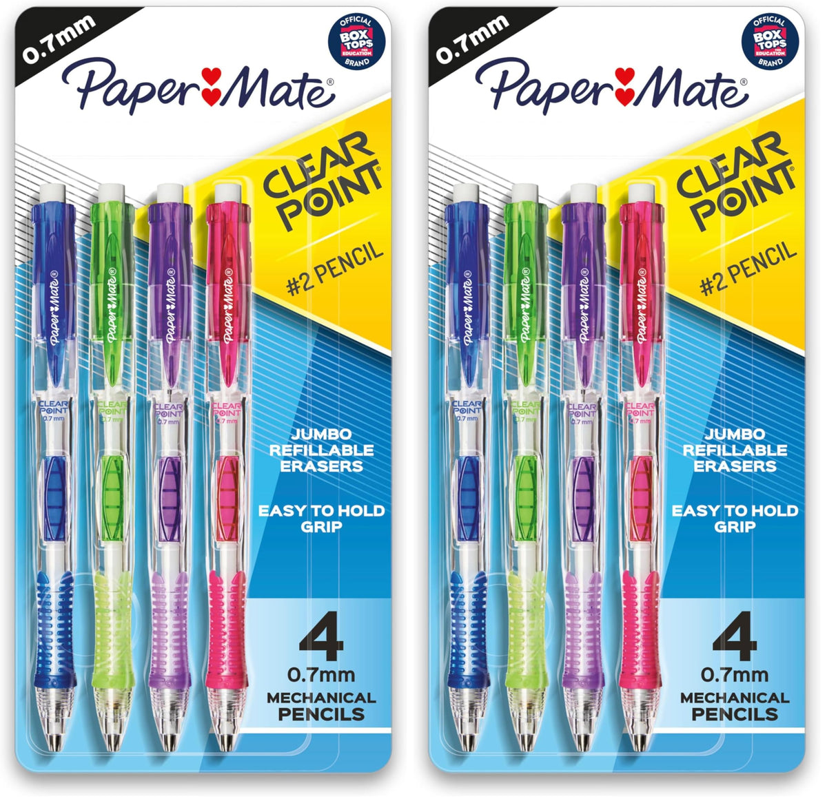 Paper Mate Clearpoint Mechanical Pencils, 0.7mm HB #2 Lead, Black Barrels, 4 Count - School Supplies, Note Taking