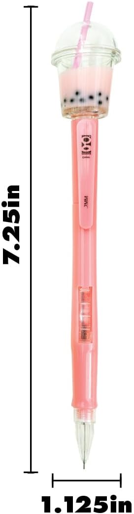 Raymond Geddes Boba Tea Mechanical Pencils – Pack of 12 – Cute Novelty Writing Supplies with Bubble Tea Toppers