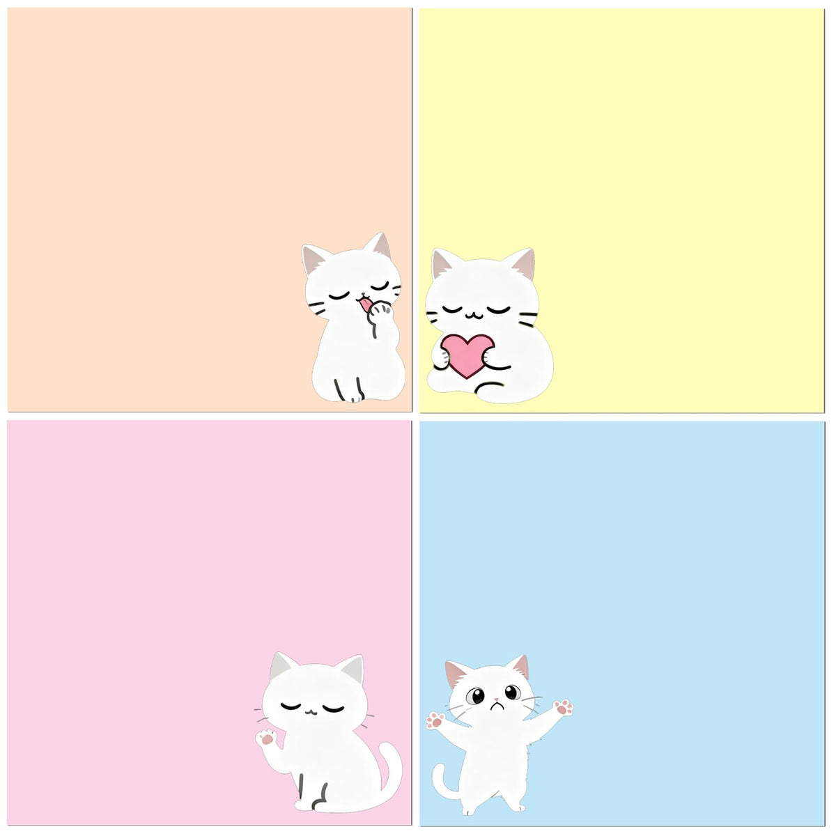 Cute Kawaii Bunny Sticky Notes 3x3 Inch 4 Pads 80 Sheets Memo Pads