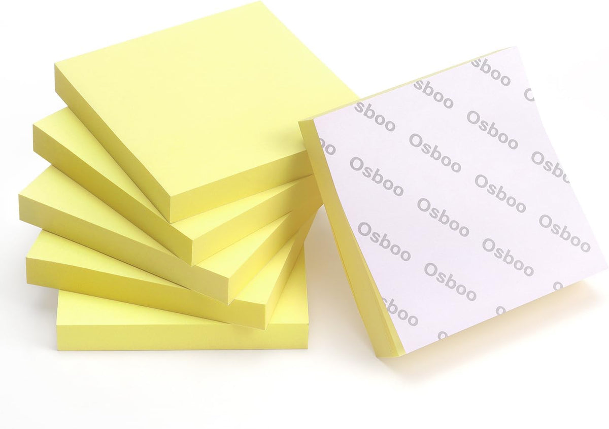 OSBOO Sticky Notes 3x3 with Bright Colors, 6 Pads 100 Sheets/Pad (Yellow)