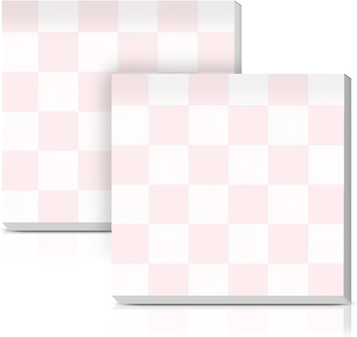 Sticky Notes 3x3 Inches, 2 Pads Cute Colorful Self-Stick Note Pads, Easy to Post for Home, Office and Daily Life Organization Cute Pink Checkers