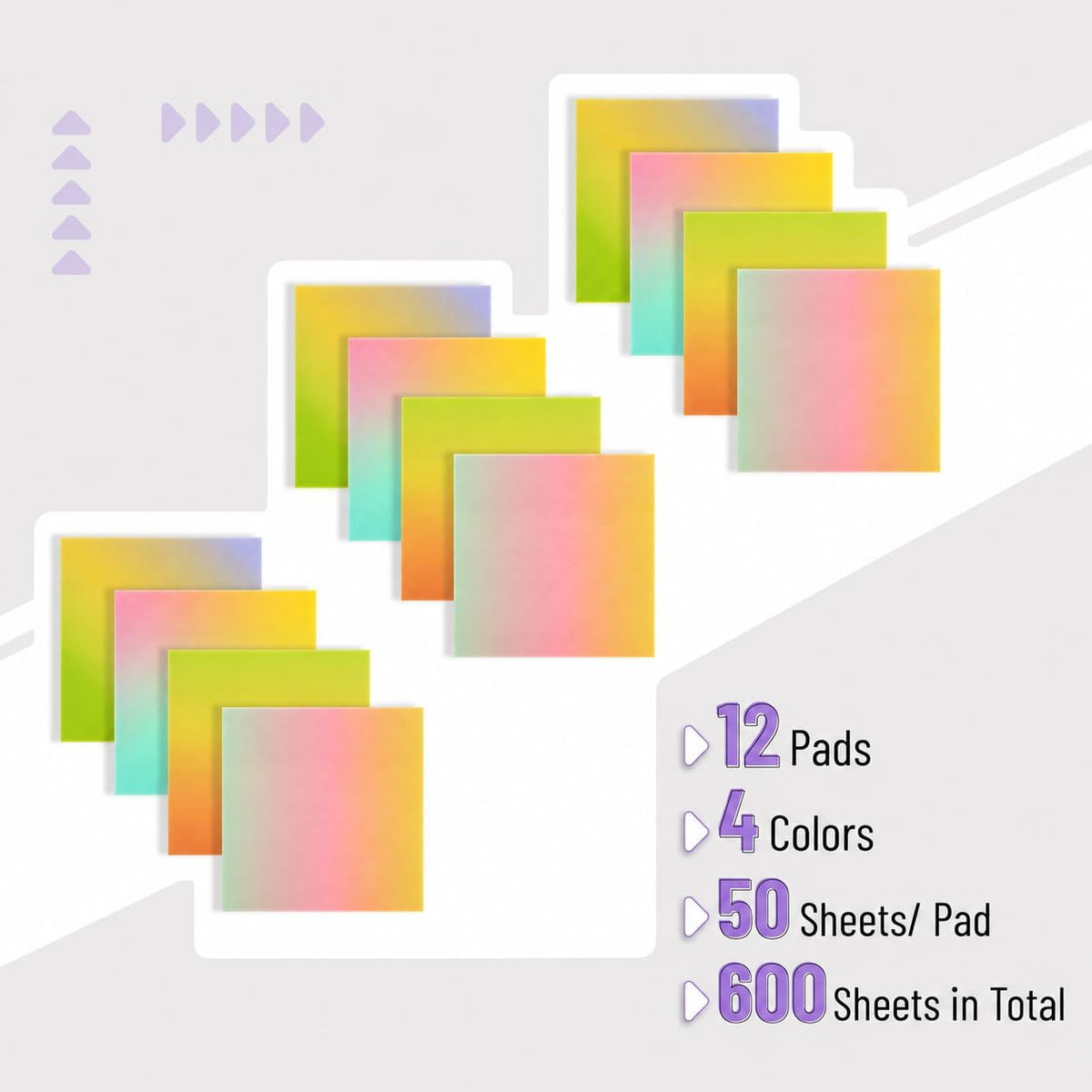 Mr. Pen- Transparent Glitter Sticky Notes, 3”x3”, 12 Pads, 600 Sheets