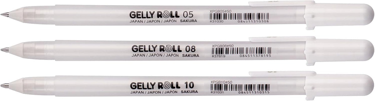 SAKURA Gelly Roll Classic White Gel Pen Set, Assorted Sizes, 3 Pack