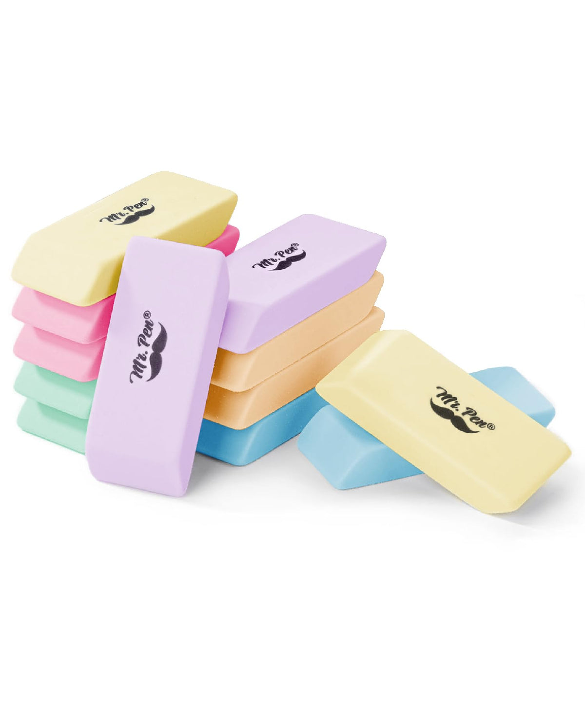 Mr. Pen- Pencil Eraser, 12 Pack, Pastel Colors