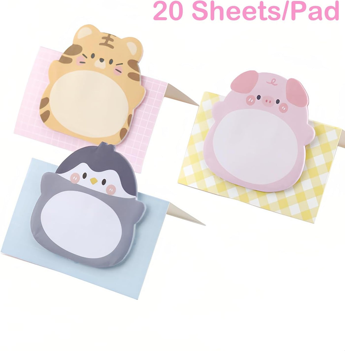 48 Pads Cute Sticky Notes, 16 Cute Animal Patterns 3 Pads of Each, 960 Sheets Kawaii Self-Sticky Memo Pads for Student Teacher Appreciation Gift School Home Office Supplies
