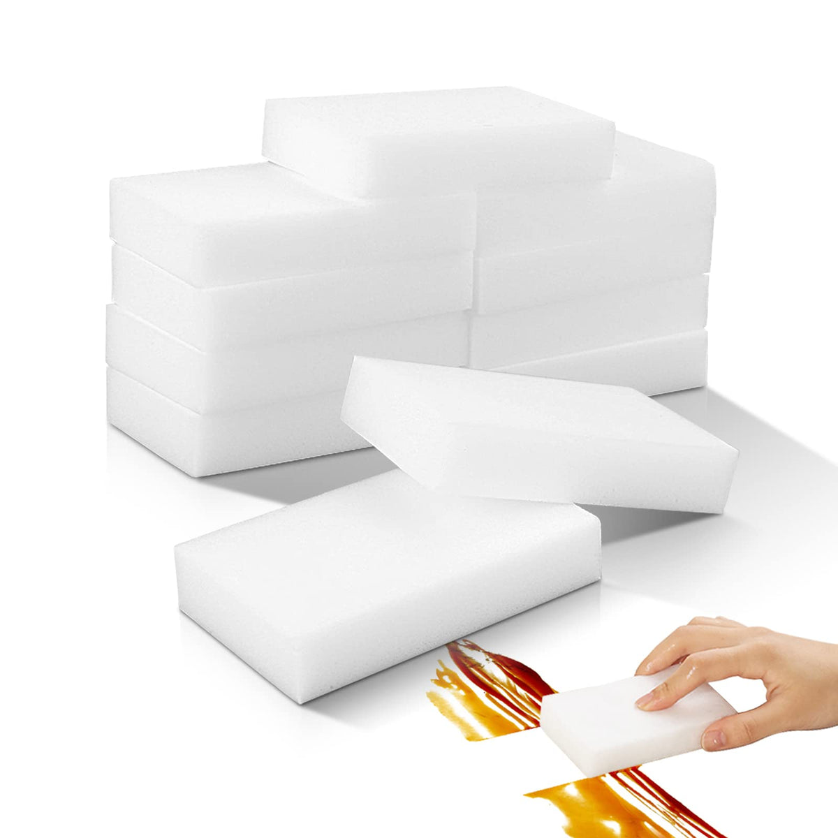 50 Pack Melamine Sponges, Magic Sponge Eraser, Durable Multi-Purpose Premium Melamine Foam Eraser for All Oil Stains, Coffee Cup Stains, Bathroom, Kitchen, Leather, Shoes, Walls, car interiors.