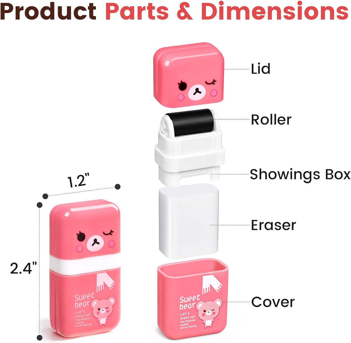 Sooez 12 Pack Pencil Erasers, Cute Animal Eraser with Clean Up Roller