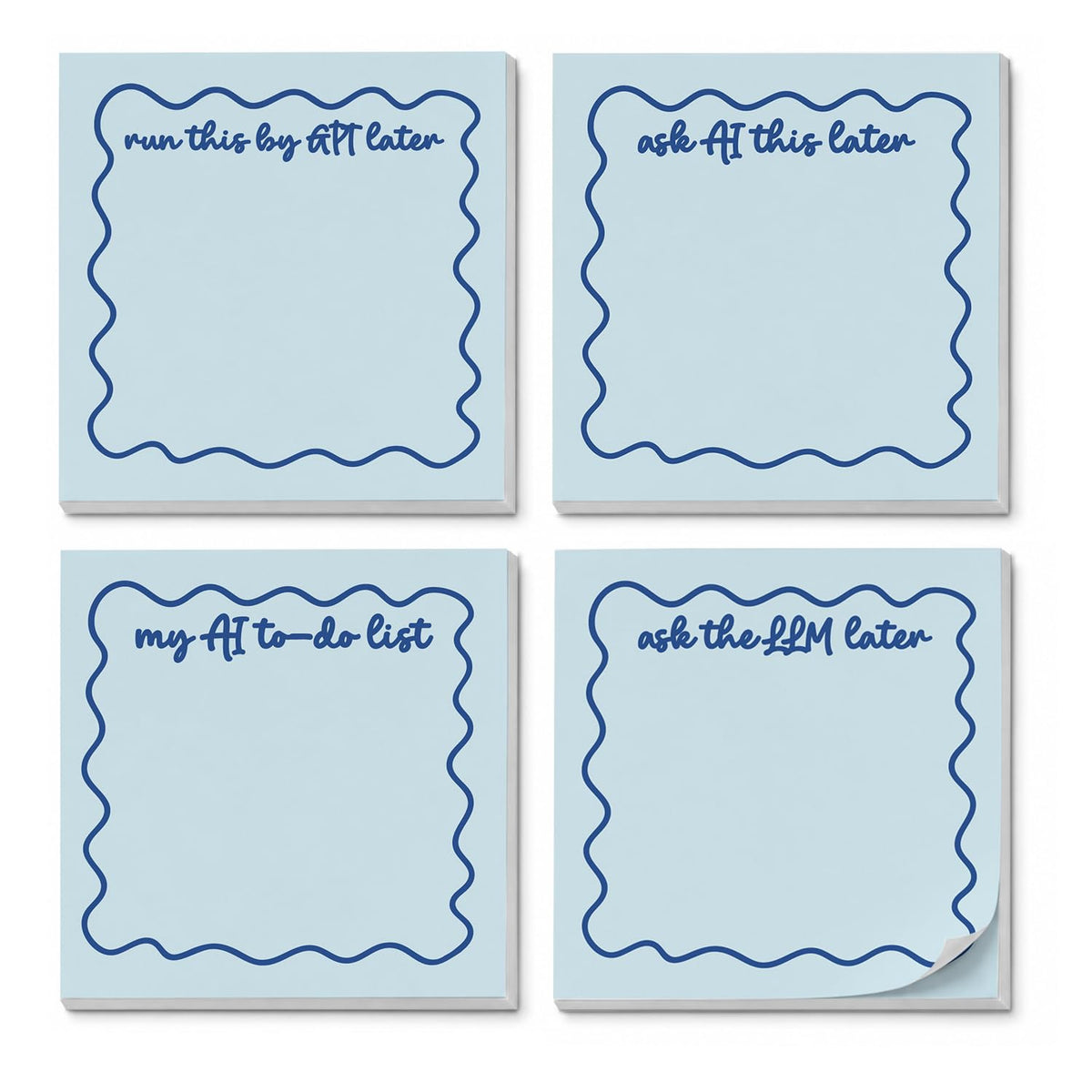 Cat Sticky Notes 3x3, Funny Cute Cat Sticky Notes 4 Pads, Cute Notepads Office Supplies Gifts for Women Men Coworkers Cat Lovers