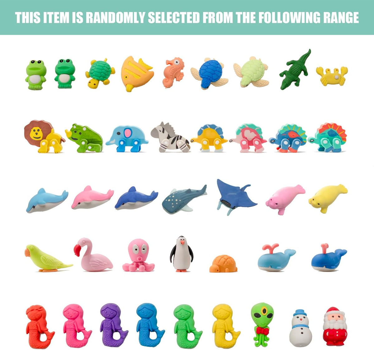 30Pcs 3D Animal Erasers for Kids, All are Animal Styles, Random Desktop Pets Toys Gifts, Mini Puzzle Classroom Rewards, Kids Party Favors Back to School Supplies