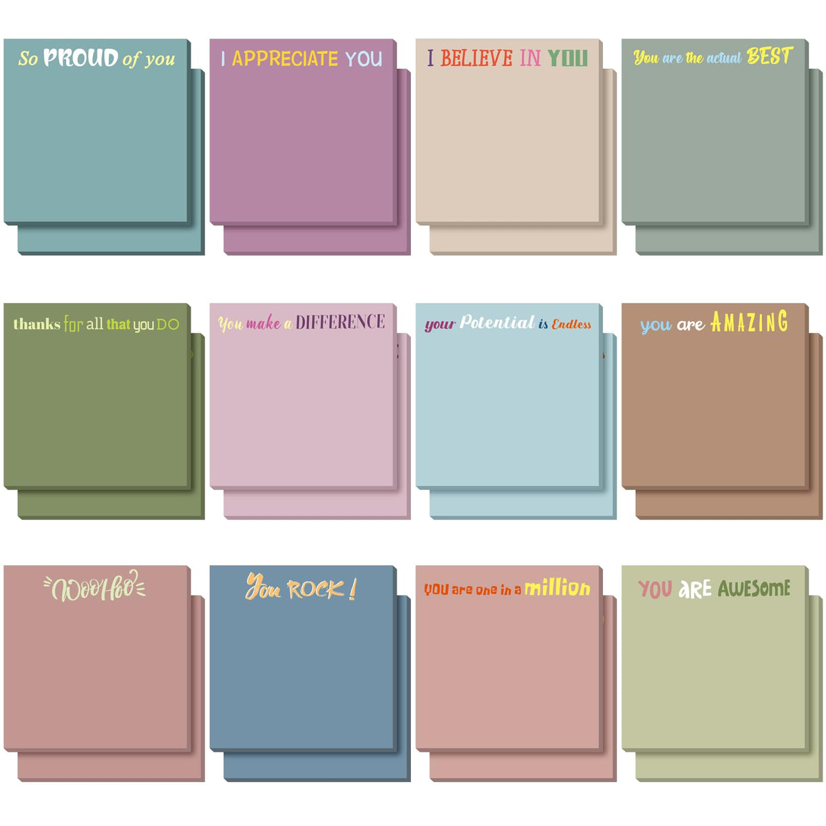 Yinder 24 Pcs Inspirational Sticky Notes Gifts, Appreciation, Multicolor
