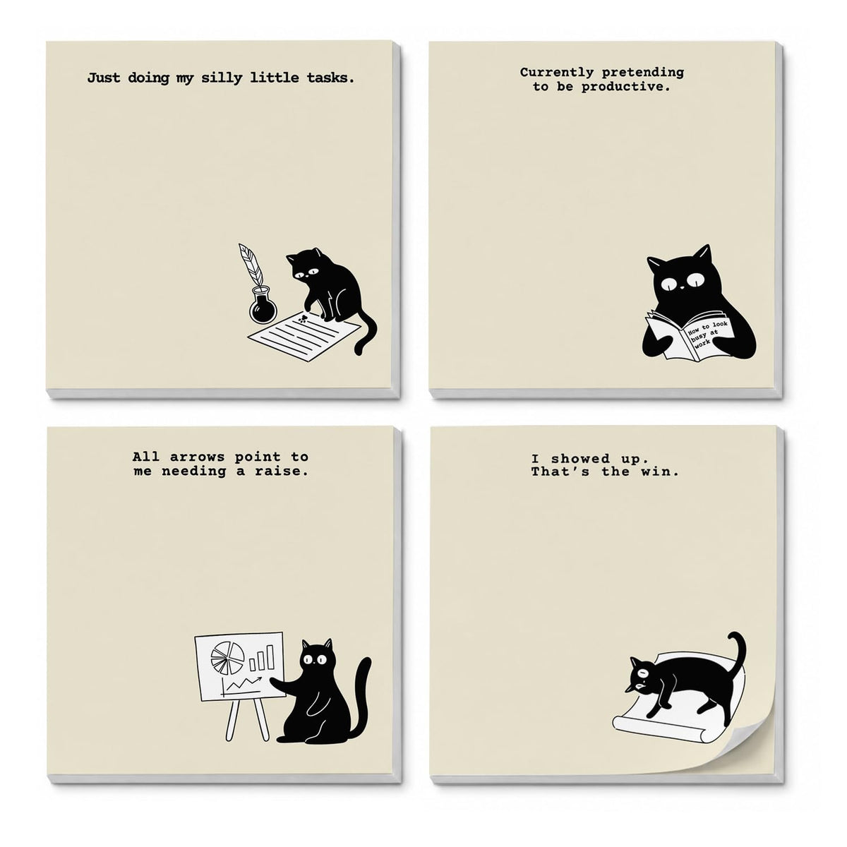 Funny Sticky Notes 3x3, Cute Goose Sticky Notes 4 Pads, Sarcastic Office Gifts Self-Stick Notepads for Work School Study