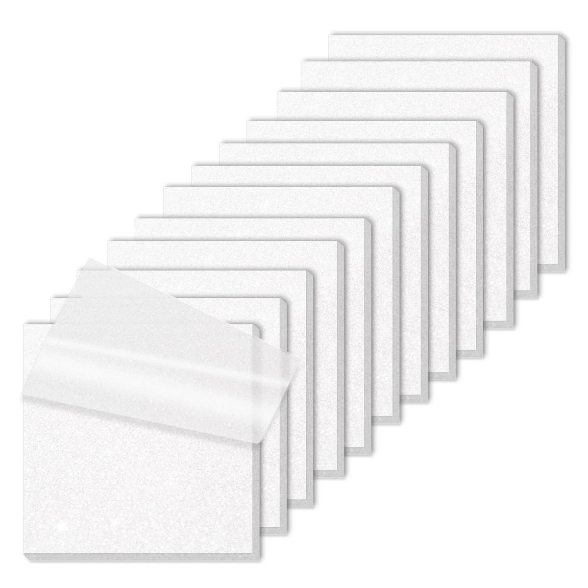 Transparent Sticky Notes Glitter 3"X3" 600 Sheets PET Dreamy Violet 12 Pads