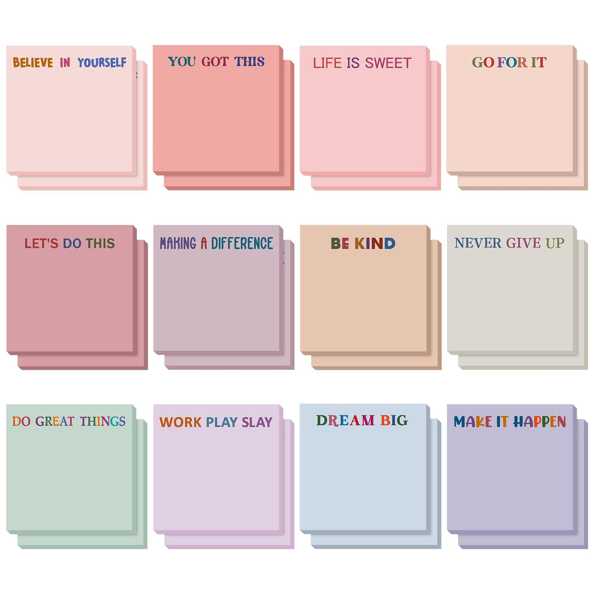 Yinder 24 Pcs Inspirational Sticky Notes Gifts, Appreciation, Multicolor