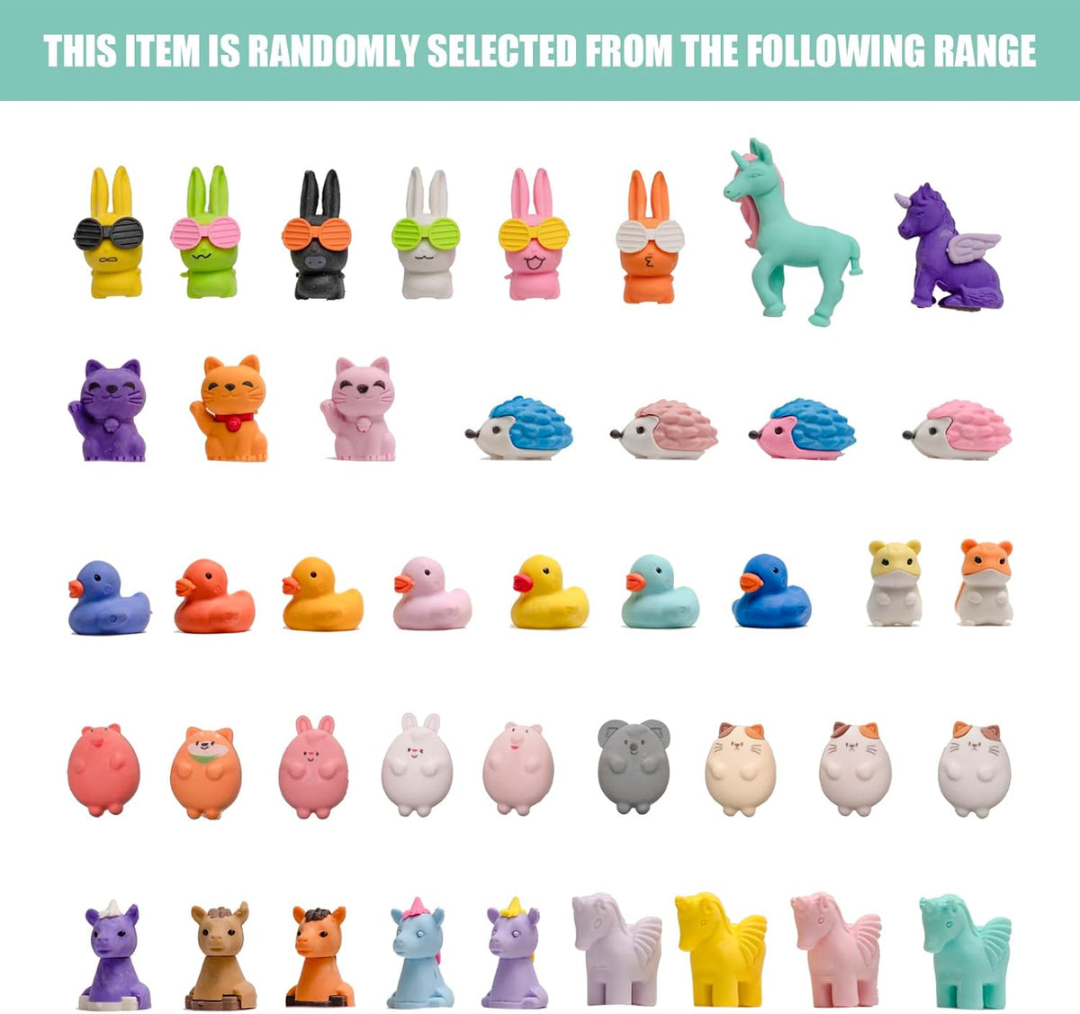 30Pcs 3D Animal Erasers for Kids, All are Animal Styles, Random Desktop Pets Toys Gifts, Mini Puzzle Classroom Rewards, Kids Party Favors Back to School Supplies