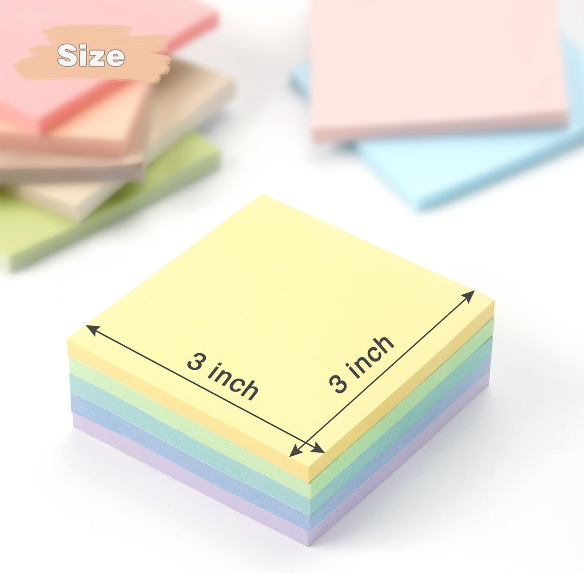 OSBOO Sticky Notes 3x3 Inch 12 Pack Pastel Colors, 50 Sheets/Pad