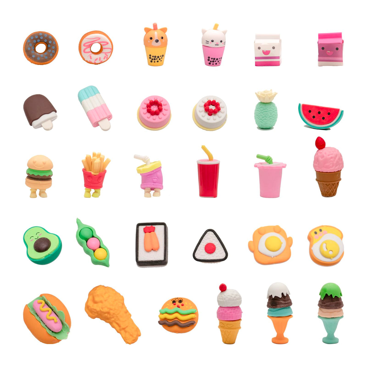 30Pcs 3D Food Erasers for Kids, All are Food Styles, Random Desktop Pets Toys Gifts, Mini Puzzle Classroom Rewards, Kids Party Favors Back to School Supplies