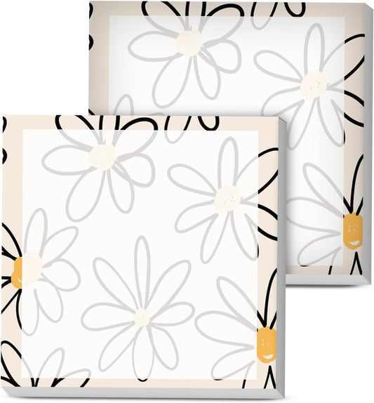 Sticky Notes, 2 Pads, 3x3 inches, Cute Colorful Fun Self-Stick Note Pads, Easy Post, Strong Adhesive Notepad Simple Daisy Flowers