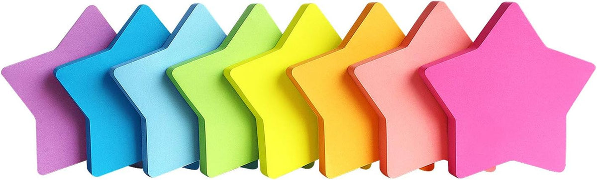 SIMONA Star Shape Sticky Notes 3x3 Inch, 8 Bright Colors, 600 Sheets