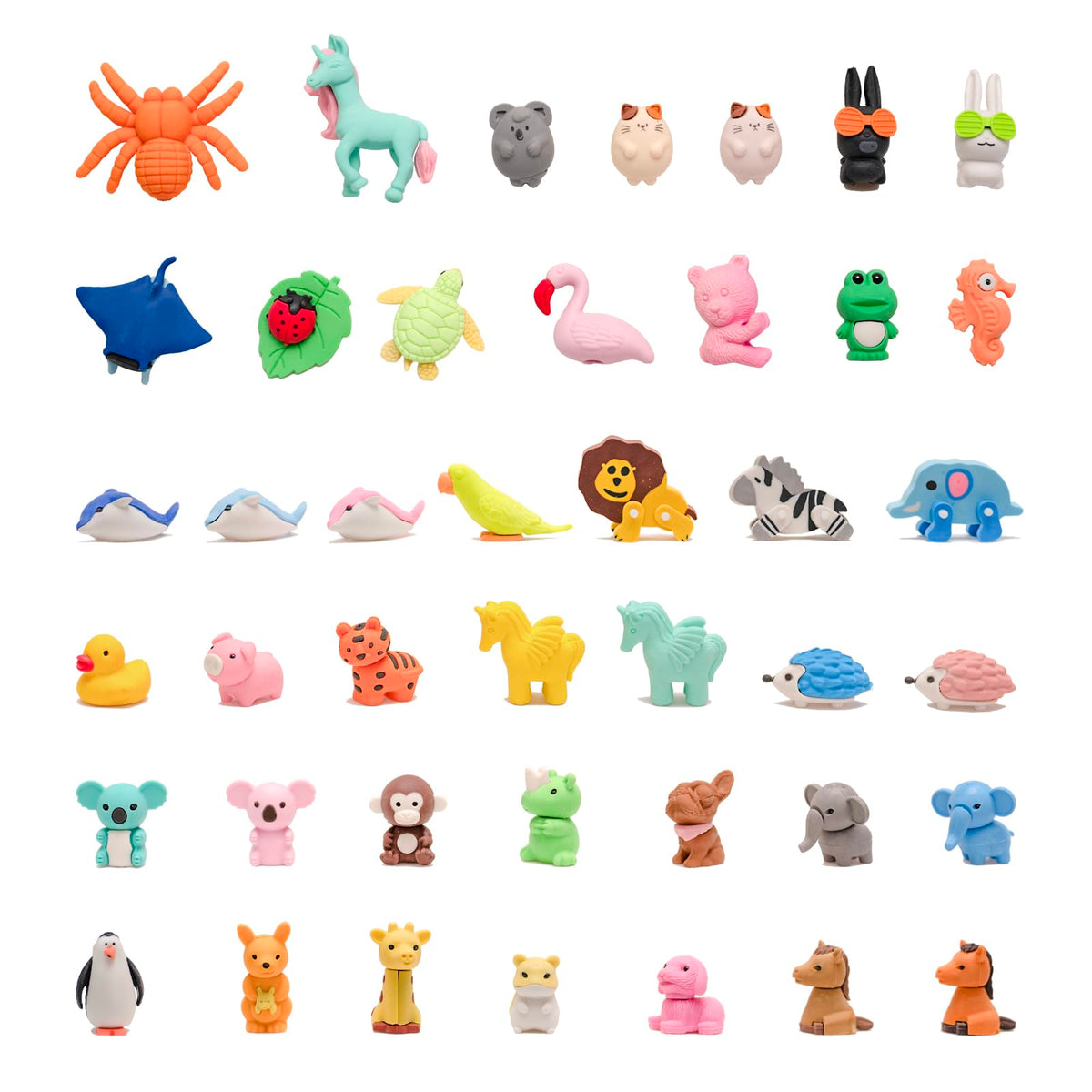 30Pcs 3D Animal Erasers for Kids, All are Animal Styles, Random Desktop Pets Toys Gifts, Mini Puzzle Classroom Rewards, Kids Party Favors Back to School Supplies