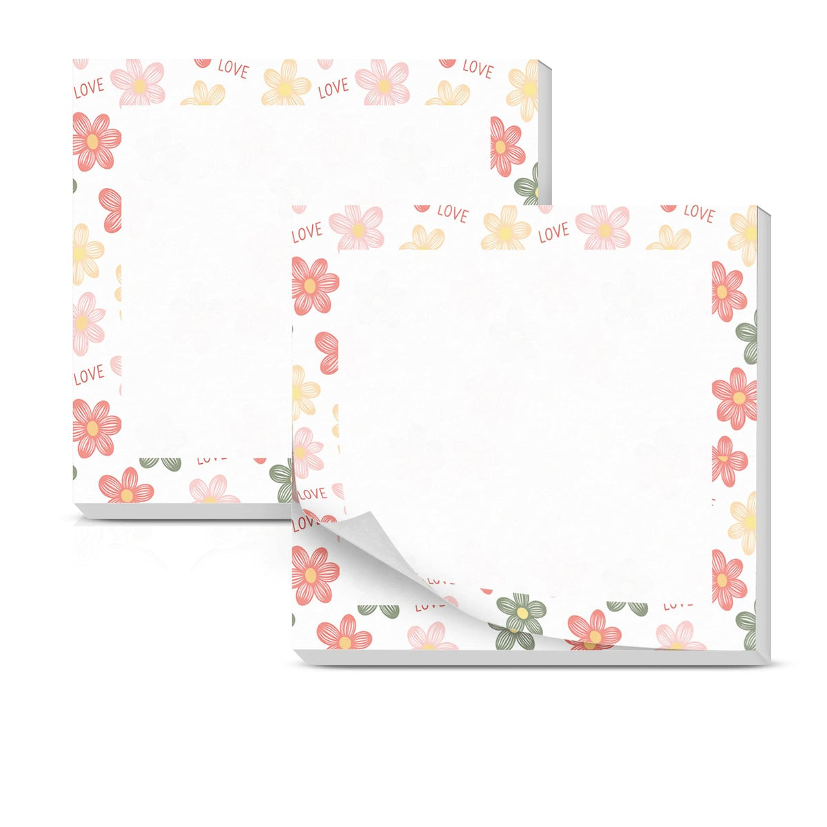 Cute Sticky Notes 3 x 3 Inch, 2 Pack Sticky Note Pads, 50 Sheets Per Pad, Self Stick Memo Pads for Office Supplies, School Supplies, Home Office Pink Bow