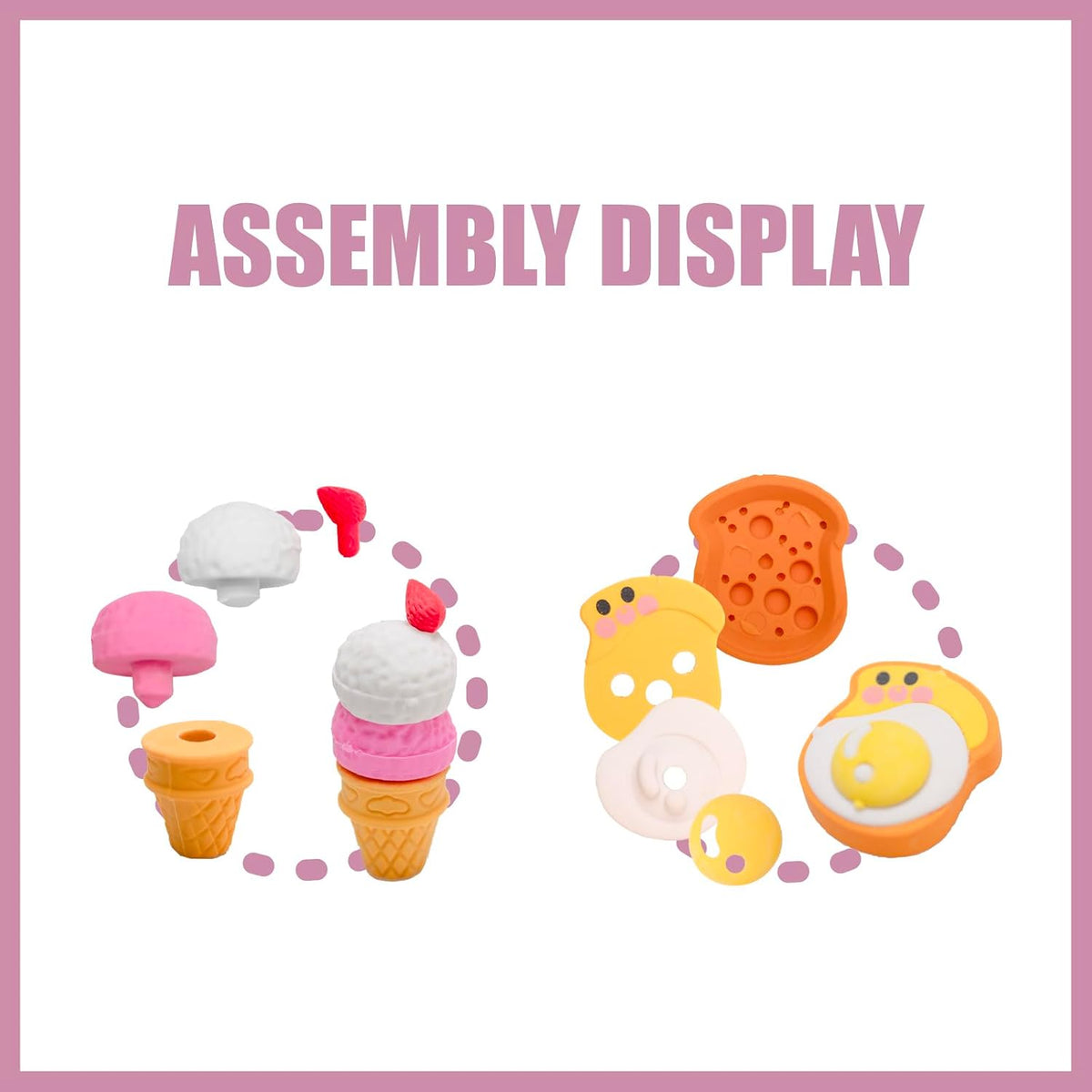 30Pcs 3D Food Erasers for Kids, All are Food Styles, Random Desktop Pets Toys Gifts, Mini Puzzle Classroom Rewards, Kids Party Favors Back to School Supplies