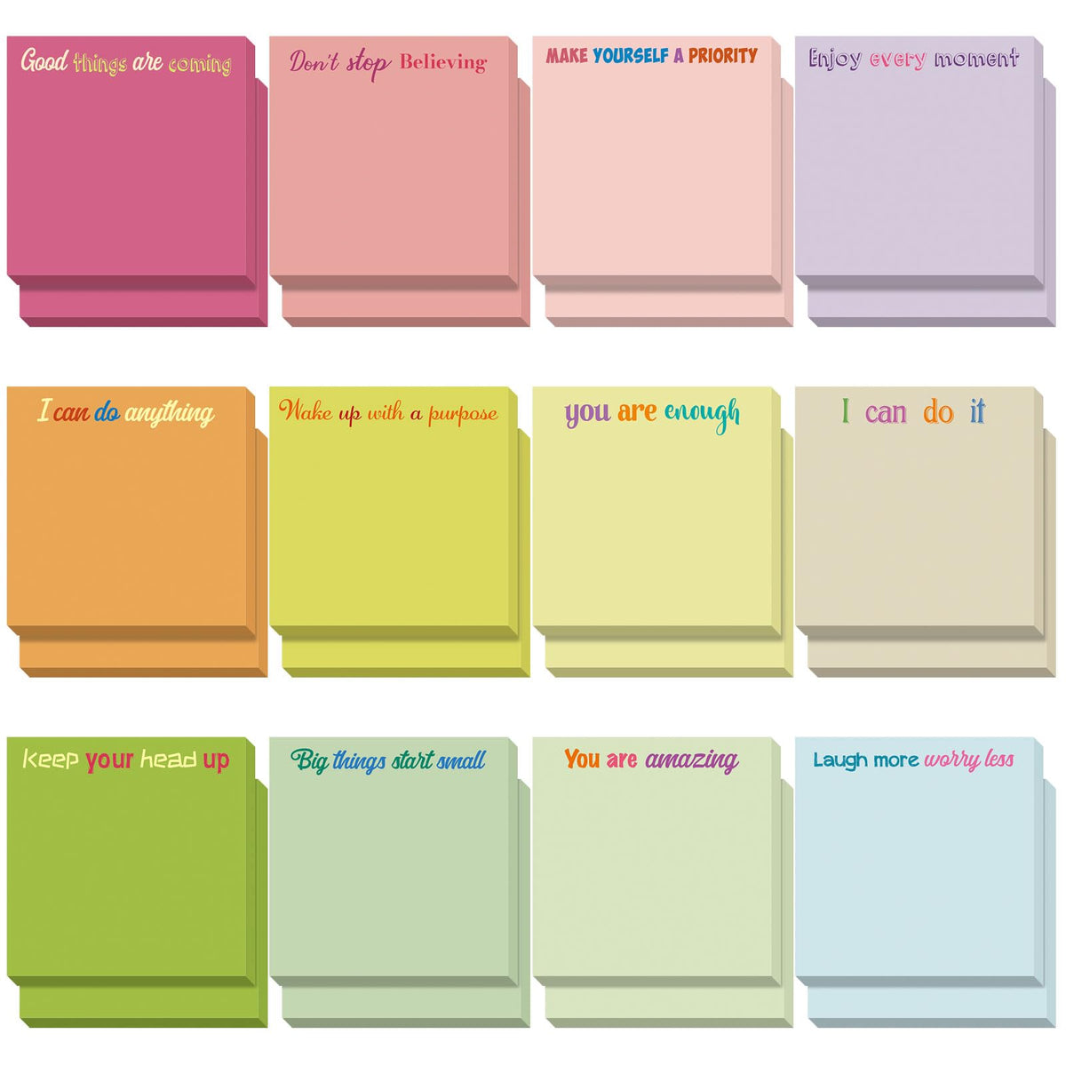 Yinder 24 Pcs Inspirational Sticky Notes Gifts, Appreciation, Multicolor