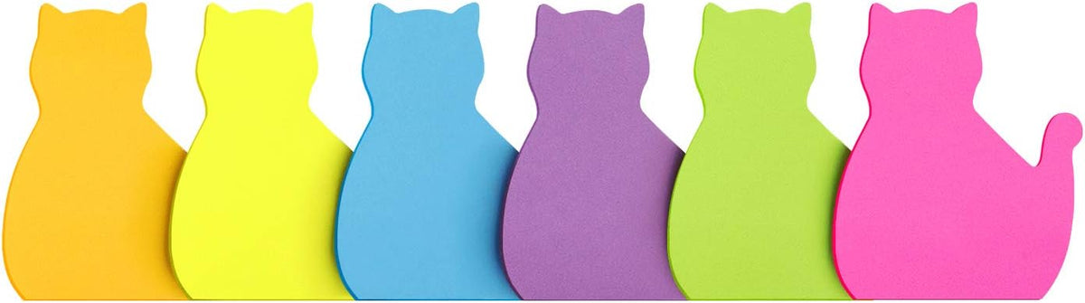 SIMONA Cat Shape Sticky Notes 6 Pads, 450 Sheets