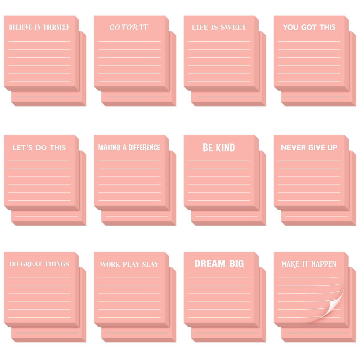 Yinder 24 Pcs Inspirational Sticky Notes Gifts, Appreciation, Multicolor