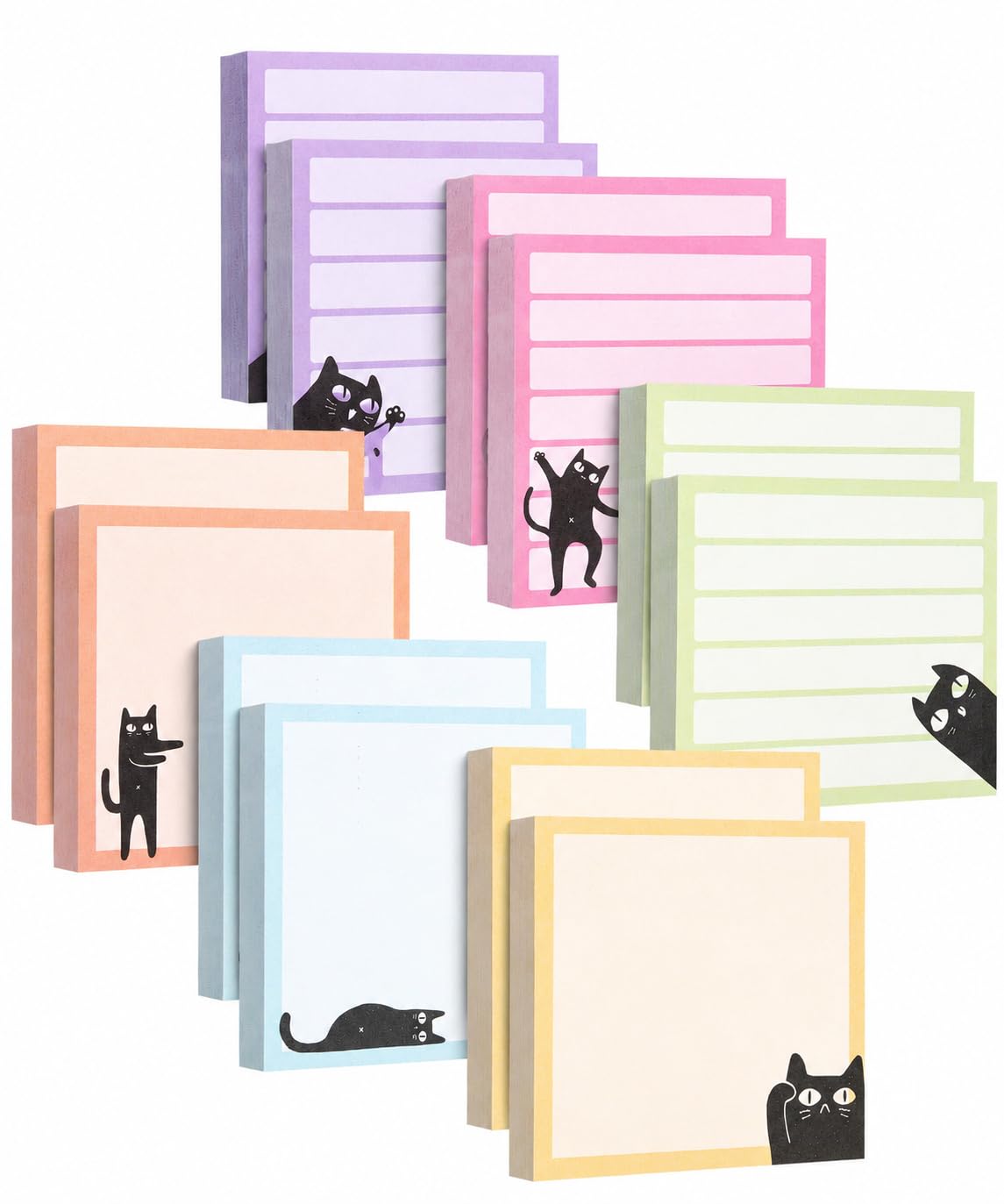 Mr. Pen- Black Cat Sticky Notes Set Bulk, 3" x 3", 12 Pads, 900 Sheets