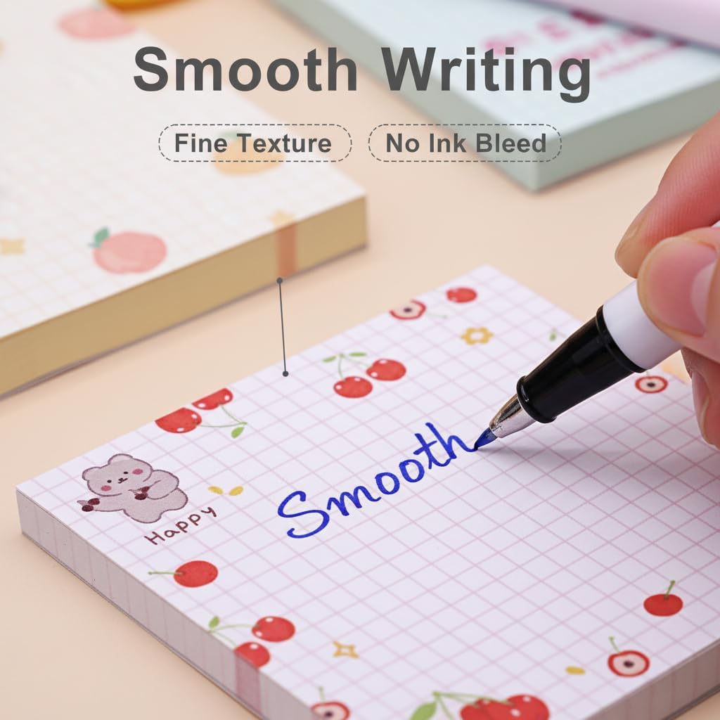 Cute Kawaii Sticky Notes 3.1x3.1in 4Pads 80Sheets/Pad