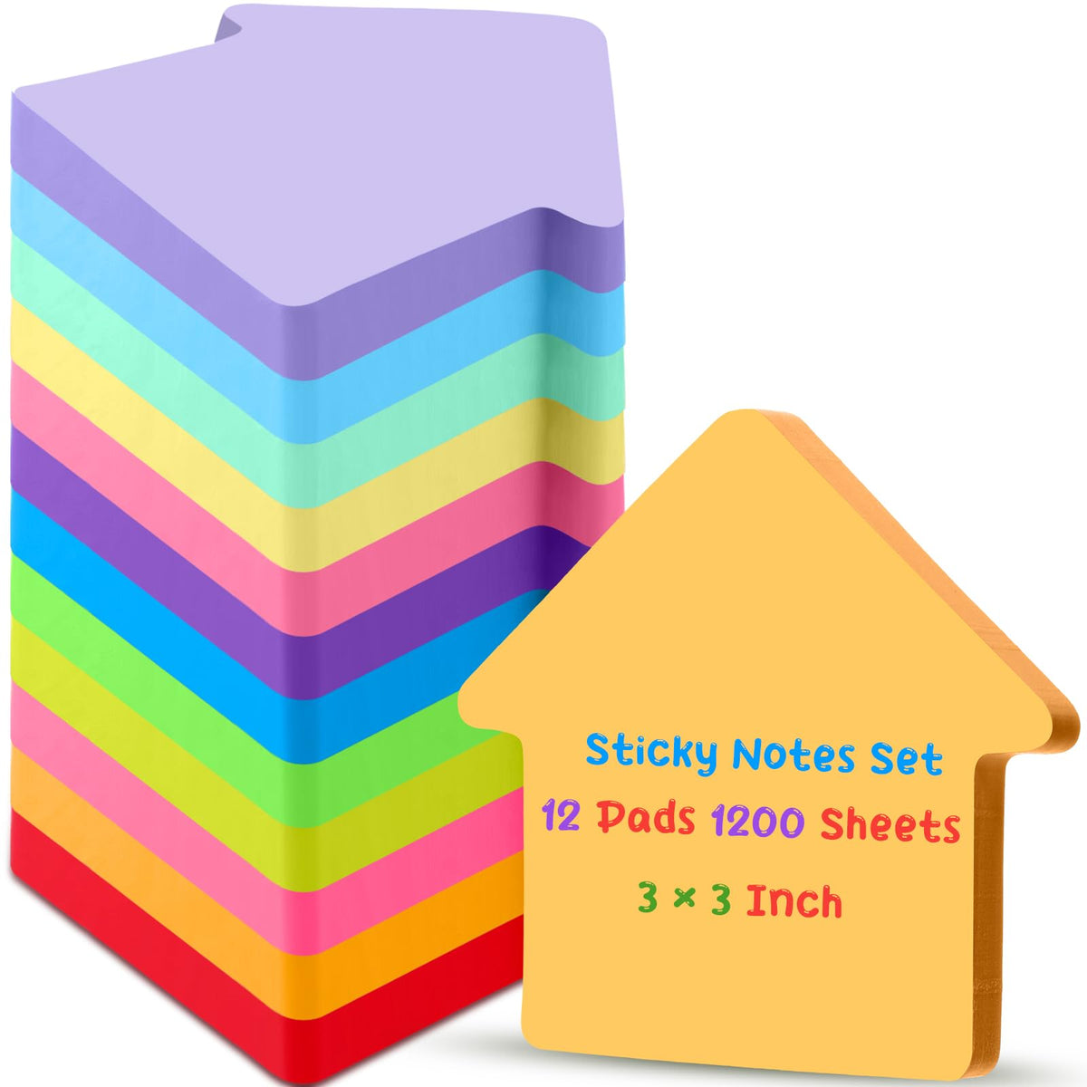 Leinuosen 12 Pack Flower Sticky Notes Bulk 3 Inch, 100 Sheets/Pad