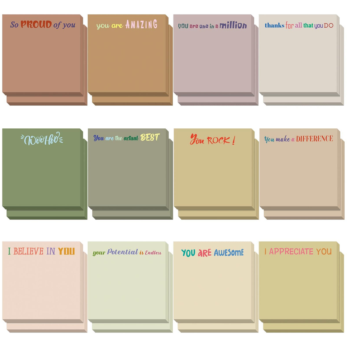 Yinder 24 Pcs Inspirational Sticky Notes Gifts, Appreciation, Multicolor