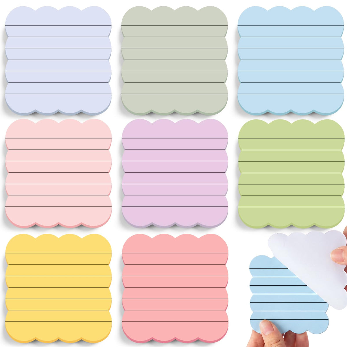 Eaasty 8 Pack Scalloped Sticky Notes Lined 4" X 6" Vintage Memo Pads