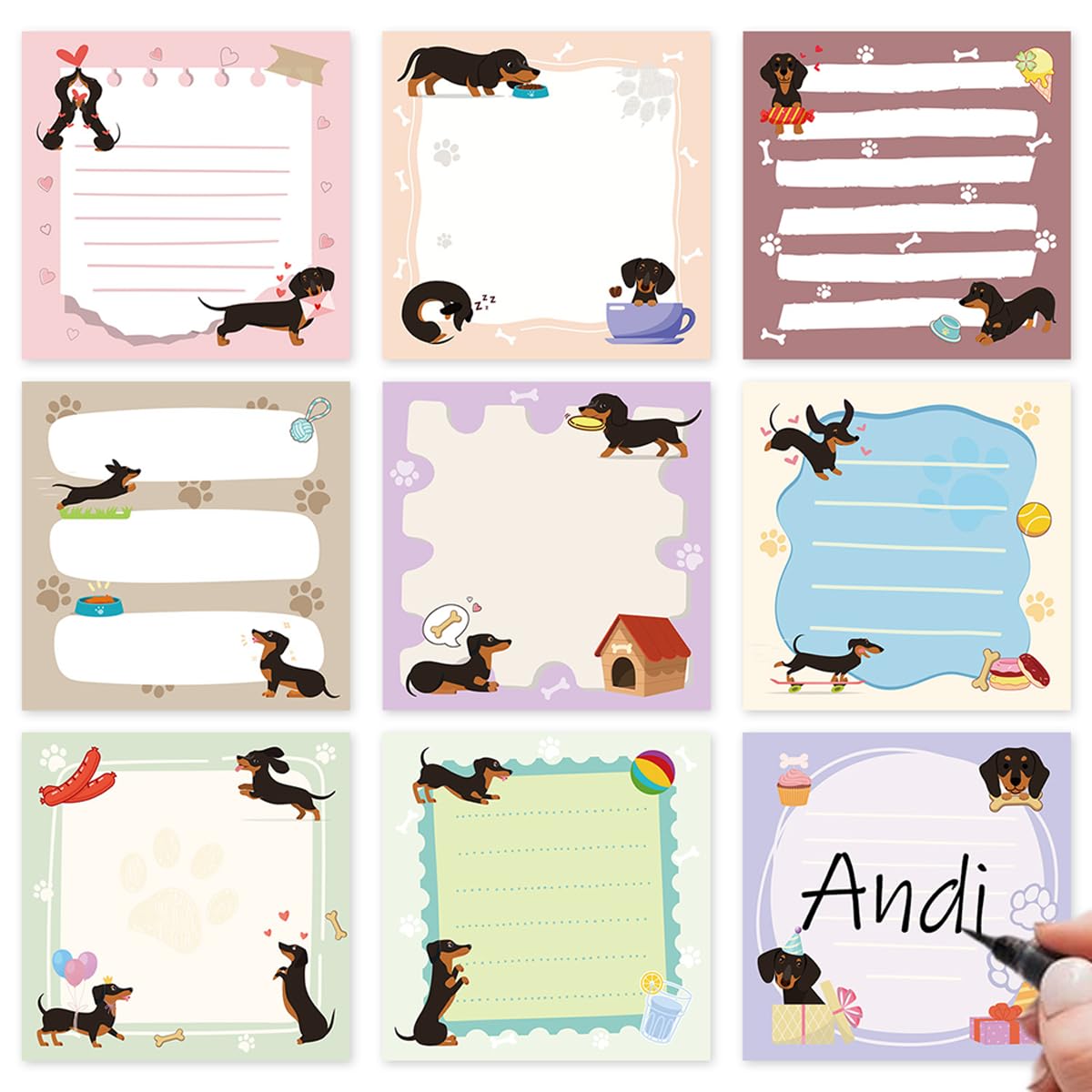 Frog Sticky Notes 3x3 Cute Animal Stationery 9-Pack
