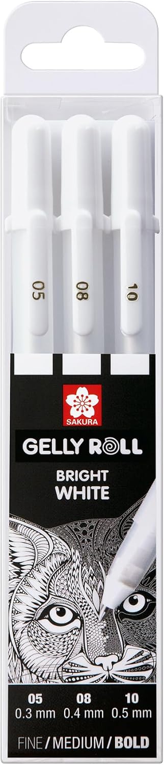 SAKURA Gelly Roll Classic White Gel Pen Set, Assorted Sizes, 3 Pack