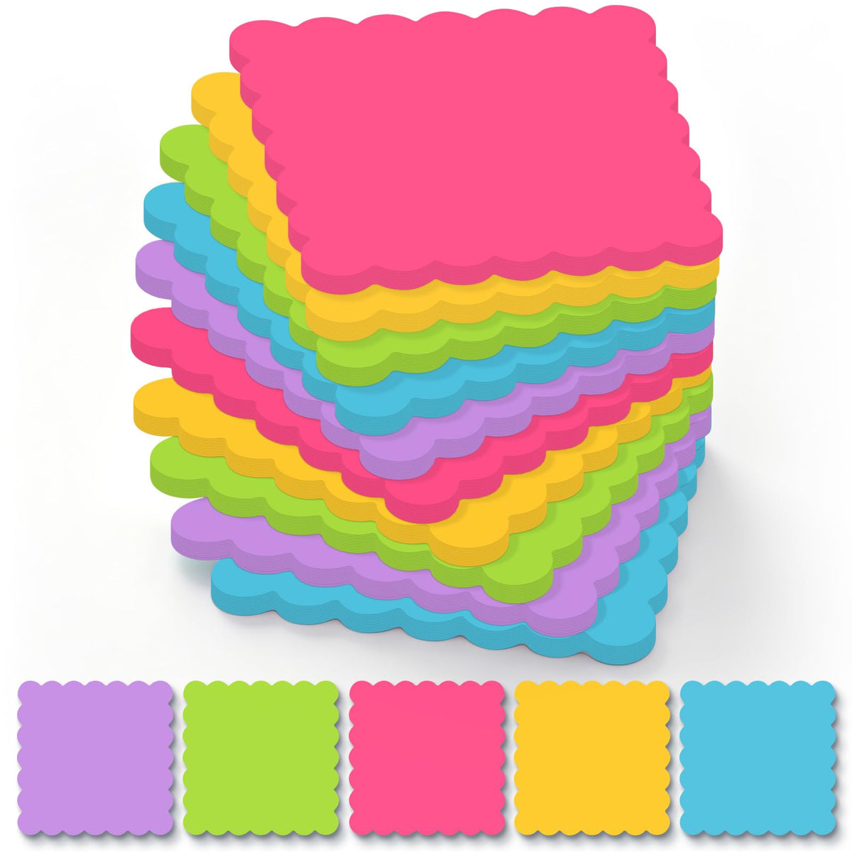 Epakh 10 Pack Scalloped Line Sticky Notes, Gradient Pink Pads, 3 x 4 Inch